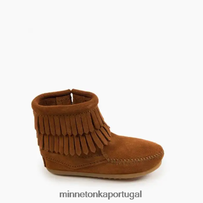 bota com zíper lateral com franja dupla crianças Minnetonka marrom XJTPV6464 calçados