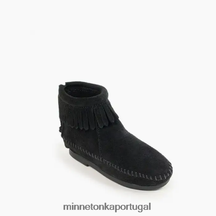 bota hardsole com zíper traseiro crianças Minnetonka preto XJTPV6468 calçados