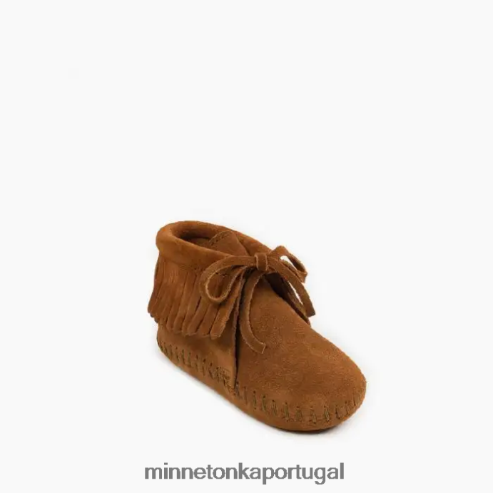 botinha de franja crianças Minnetonka marrom XJTPV6488 calçados