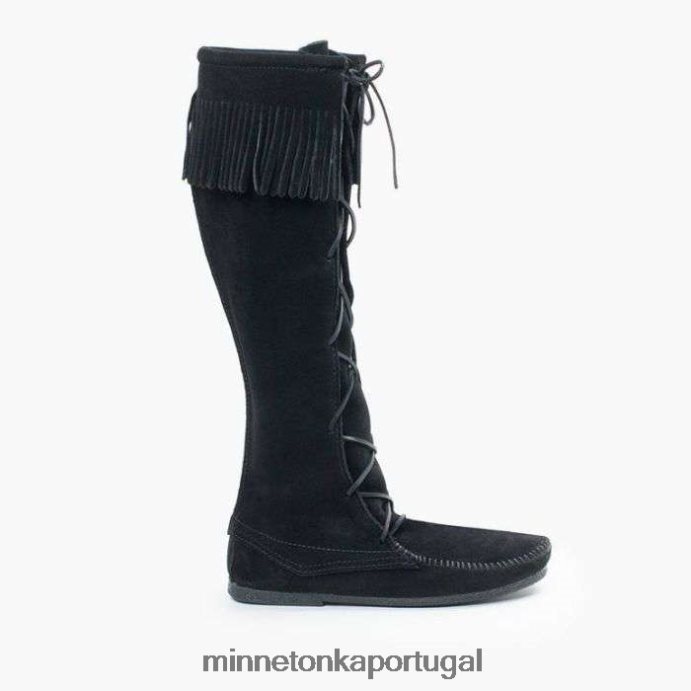 bota cano alto com renda frontal homens Minnetonka preto XJTPV6440 calçados