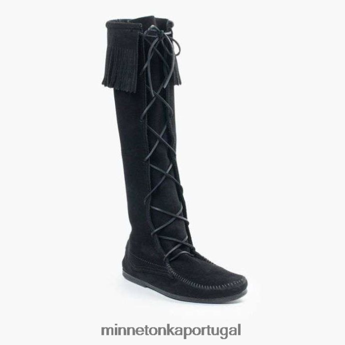 bota cano alto com renda frontal homens Minnetonka preto XJTPV6440 calçados