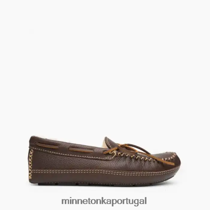 chinelo de alce de pele de carneiro homens Minnetonka chocolate XJTPV6411 calçados