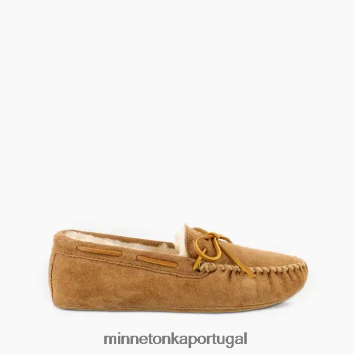 moc com sola macia de pele de carneiro homens Minnetonka bronzeado dourado XJTPV6404 calçados