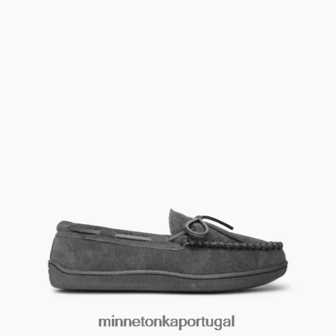 sola dura forrada com pelo homens Minnetonka carvão XJTPV6397 calçados