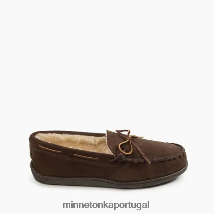 sola dura forrada com pelo homens Minnetonka chocolate XJTPV6398 calçados