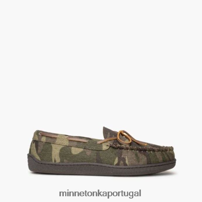 sola dura forrada com pelo homens Minnetonka estampa camuflada verde XJTPV6399 calçados