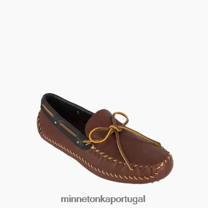 p.w. dirigindo moc homens Minnetonka marrom com gola preta XJTPV6384 calçados