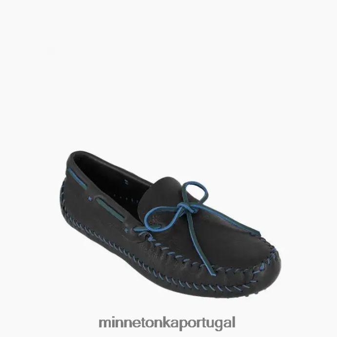 p.w. dirigindo moc homens Minnetonka preto/azul aço XJTPV6381 calçados