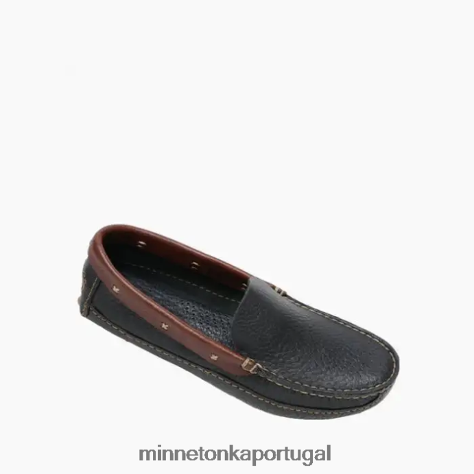 p.w. mocassim de condução homens Minnetonka preto com gola marrom XJTPV6391 calçados