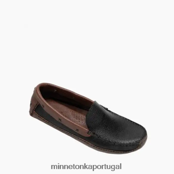 p.w. mocassim de condução homens Minnetonka superior preto e inferior marrom XJTPV6385 calçados