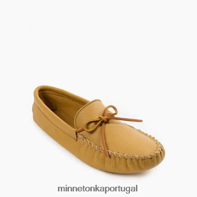 sola macia dupla de pele de veado homens Minnetonka natural XJTPV6337 calçados