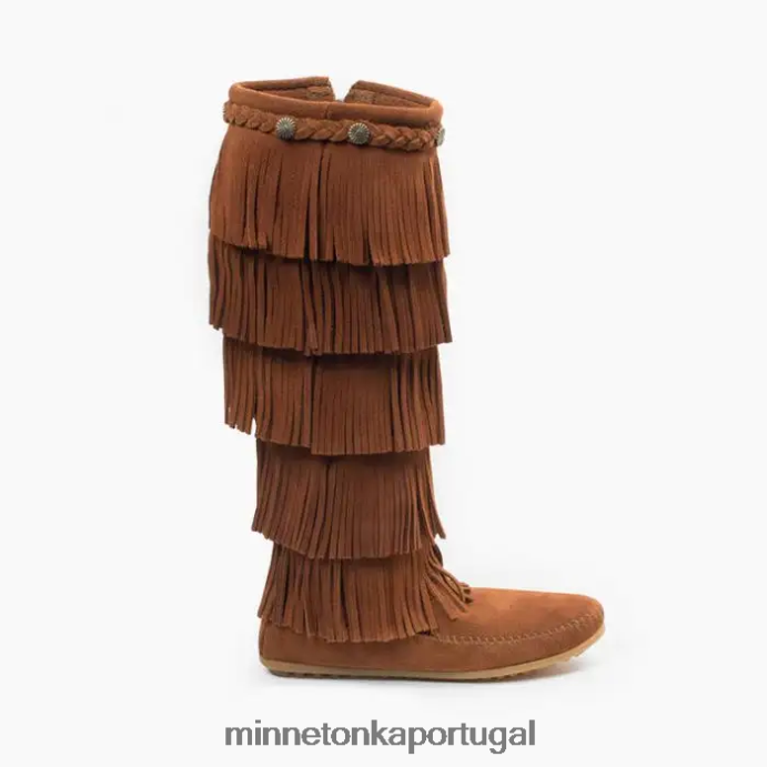 Bota com franja de 5 camadas mulheres Minnetonka marrom XJTPV628 calçados