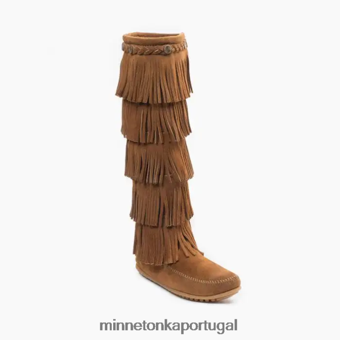 Bota com franja de 5 camadas mulheres Minnetonka marrom empoeirado XJTPV629 calçados