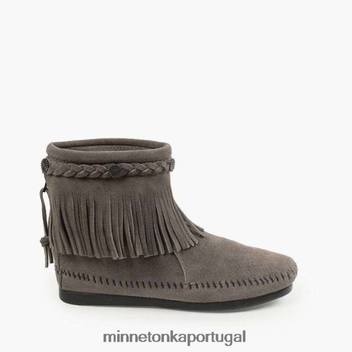 bota cano alto com zíper traseiro mulheres Minnetonka cinza XJTPV612 calçados