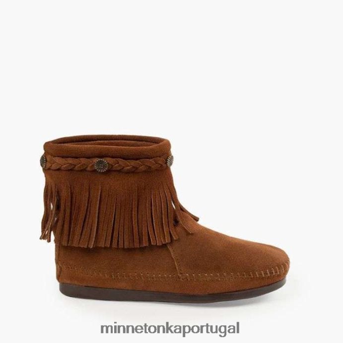 bota cano alto com zíper traseiro mulheres Minnetonka marrom XJTPV610 calçados