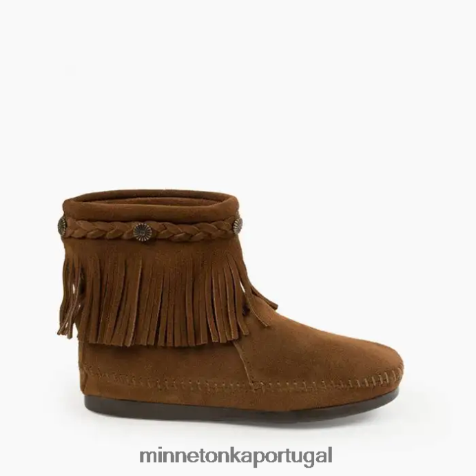 bota cano alto com zíper traseiro mulheres Minnetonka marrom empoeirado XJTPV611 calçados