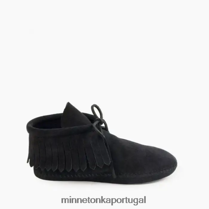 bota clássica com sola macia e franjas mulheres Minnetonka preto XJTPV618 calçados