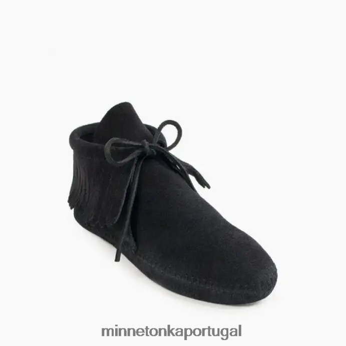 bota clássica com sola macia e franjas mulheres Minnetonka preto XJTPV618 calçados