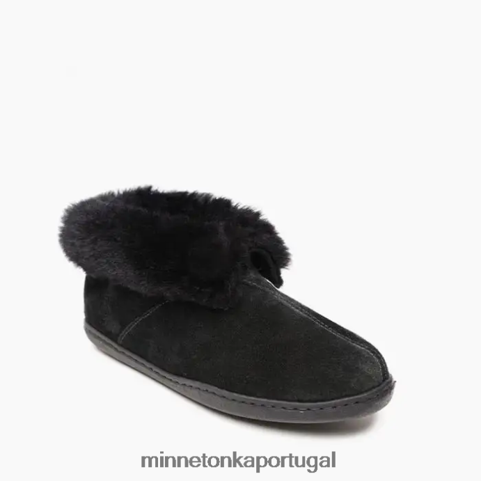 bota de pele de carneiro mulheres Minnetonka preto XJTPV633 calçados