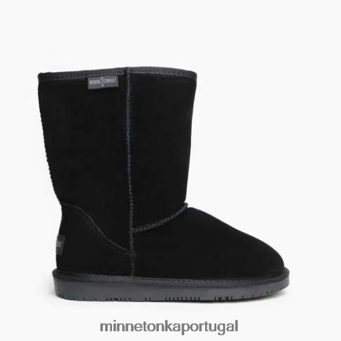 bota olímpica curta mulheres Minnetonka preto XJTPV642 calçados