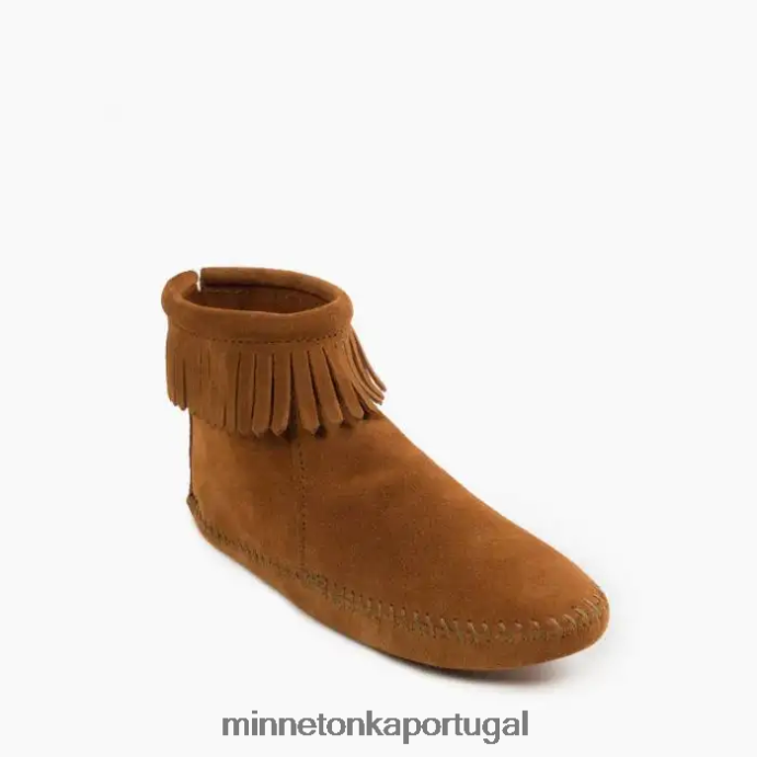 bota softsole com zíper traseiro mulheres Minnetonka marrom XJTPV68 calçados