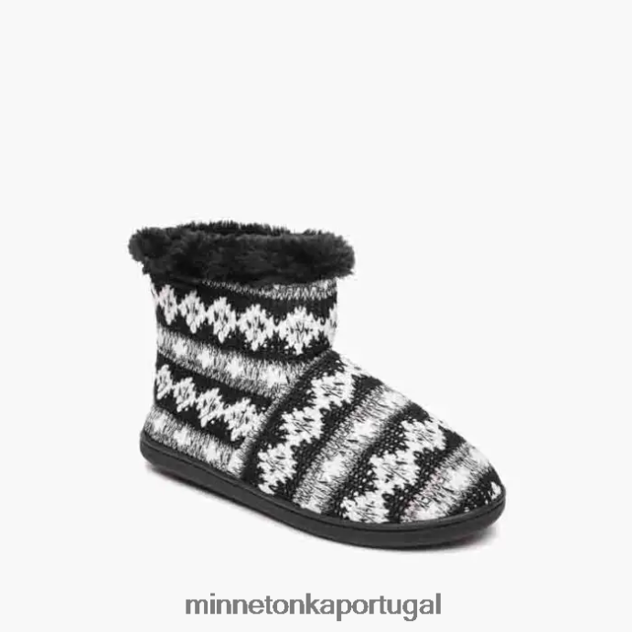 Betty mulheres Minnetonka malha preta branca XJTPV6239 calçados