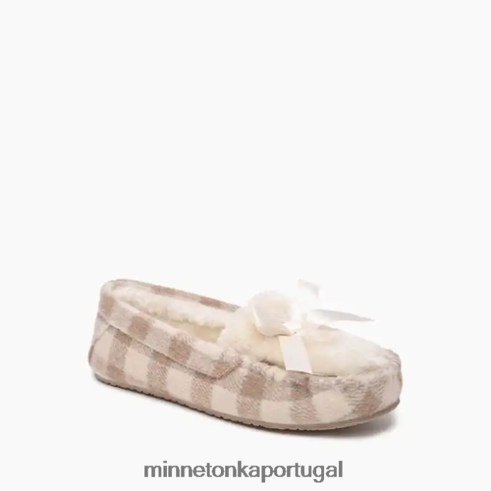 cosi mulheres Minnetonka xadrez de búfalo creme bronzeado XJTPV6303 calçados