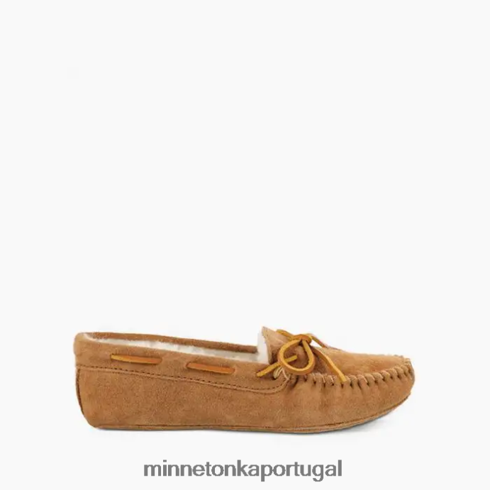 moc com sola macia de pele de carneiro mulheres Minnetonka bronzeado dourado XJTPV6218 calçados