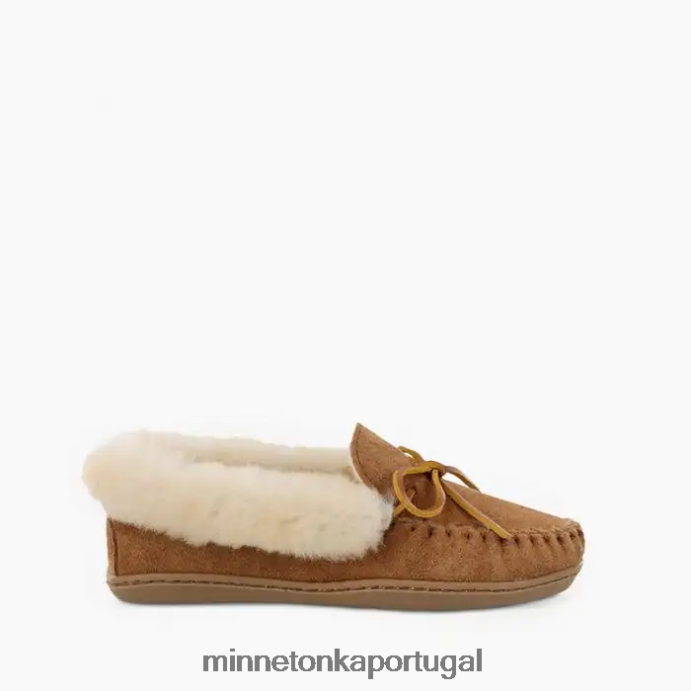 moc de pele de carneiro alpino mulheres Minnetonka bronzeado dourado XJTPV6226 calçados