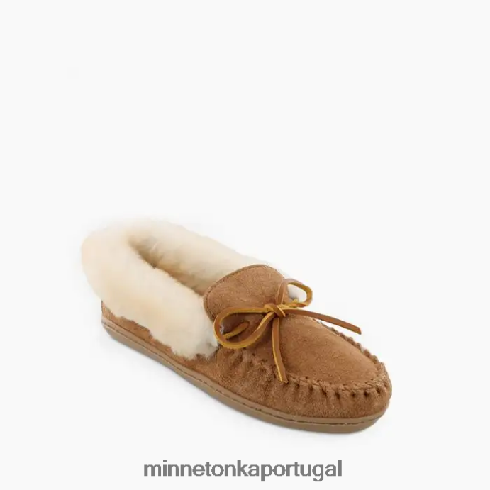 moc de pele de carneiro alpino mulheres Minnetonka bronzeado dourado XJTPV6226 calçados