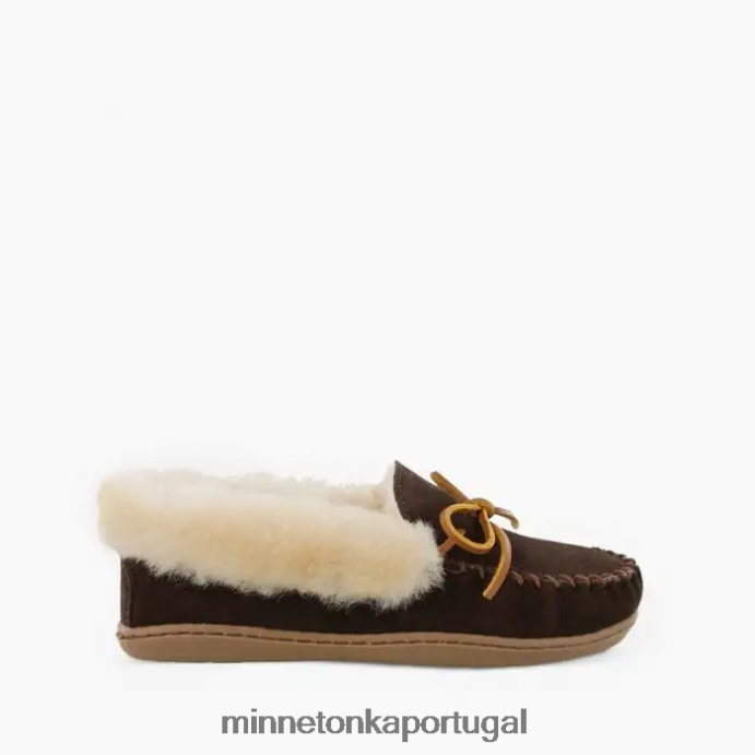 moc de pele de carneiro alpino mulheres Minnetonka chocolate XJTPV6225 calçados