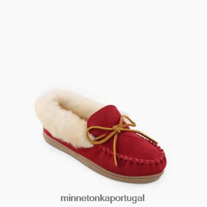 moc de pele de carneiro alpino mulheres Minnetonka vermelho XJTPV6228 calçados