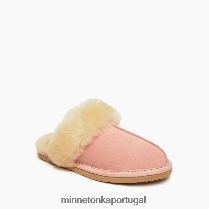 slide de pele de carneiro mulheres Minnetonka blush rosa XJTPV6237 calçados