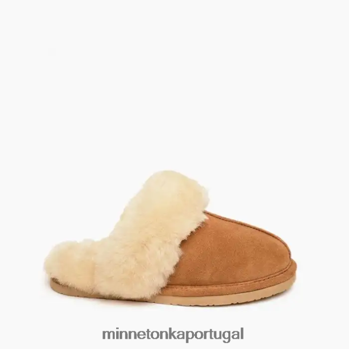 slide de pele de carneiro mulheres Minnetonka bronzeado dourado XJTPV6236 calçados