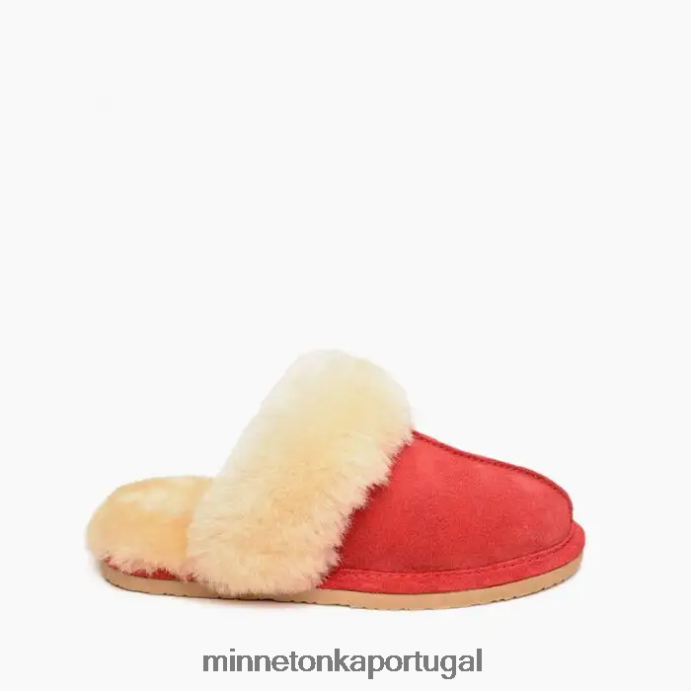 slide de pele de carneiro mulheres Minnetonka vermelho XJTPV6238 calçados