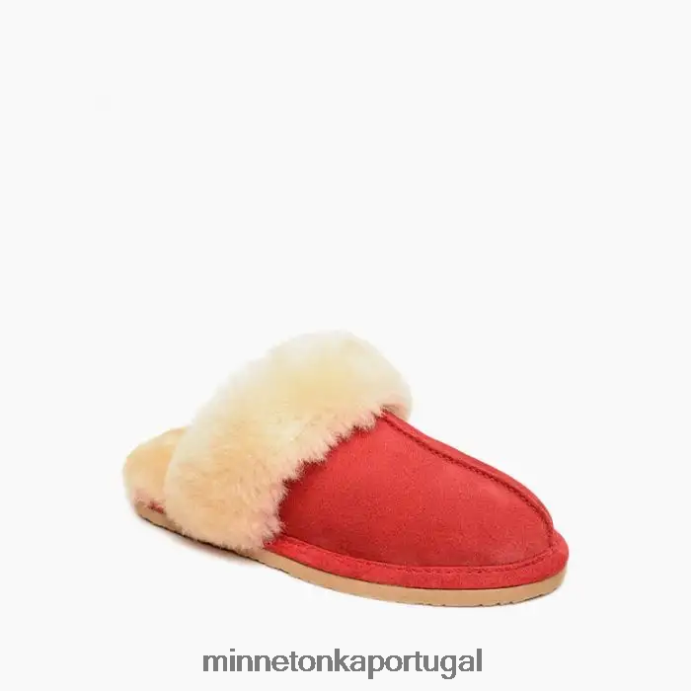 slide de pele de carneiro mulheres Minnetonka vermelho XJTPV6238 calçados