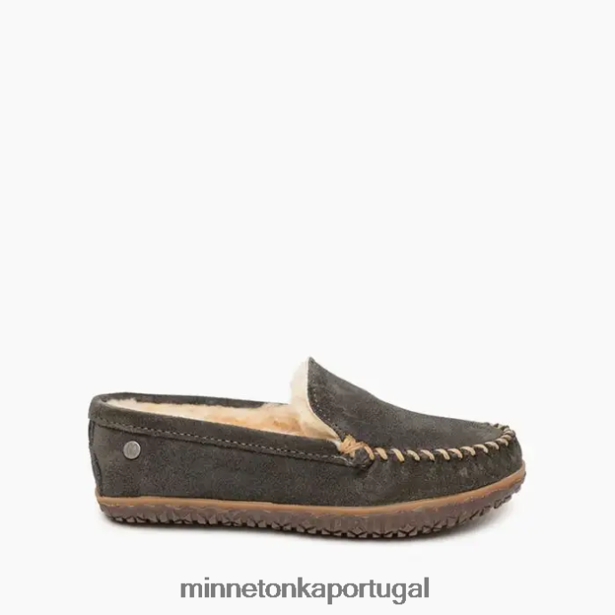 terês de pele de carneiro mulheres Minnetonka carvão XJTPV6143 calçados