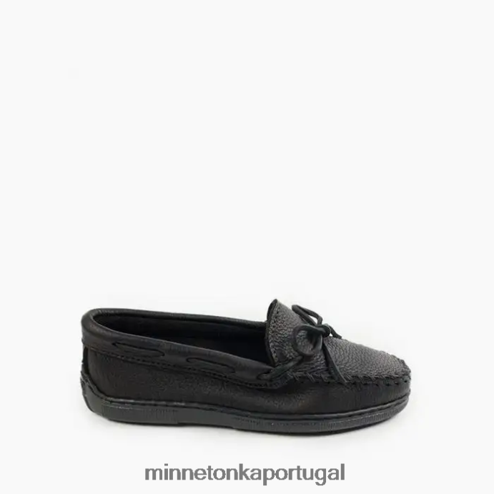 clássico de couro de alce mulheres Minnetonka preto XJTPV6107 calçados