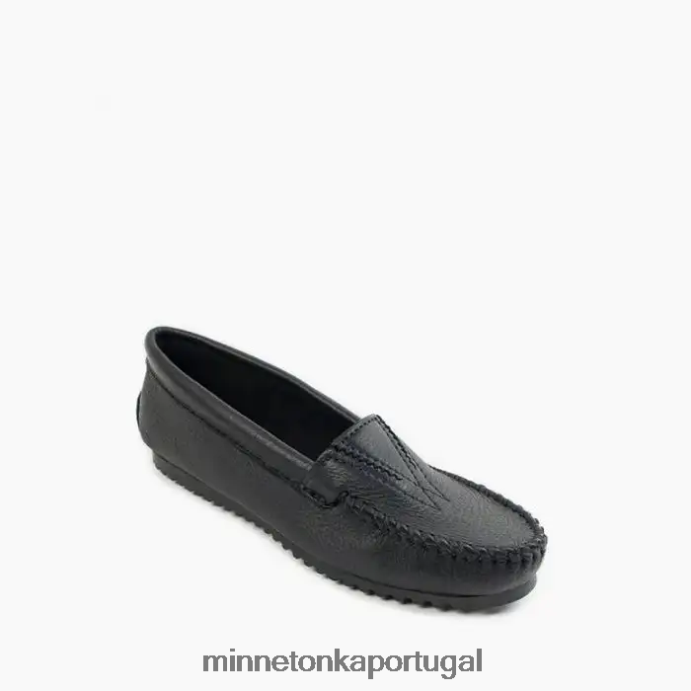frente sangrenta de pele de veado mulheres Minnetonka preto XJTPV6120 calçados